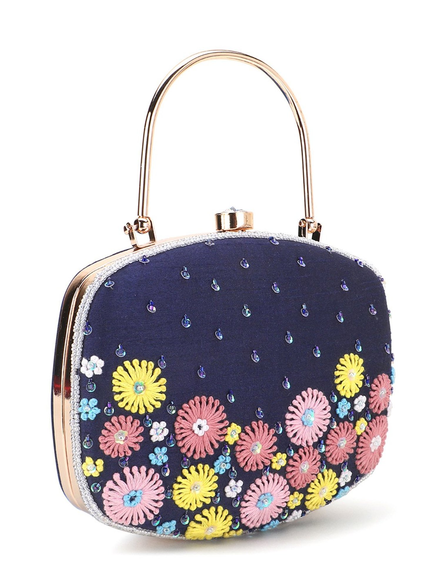 Spice Art Blue Embroidered Medium Clutch