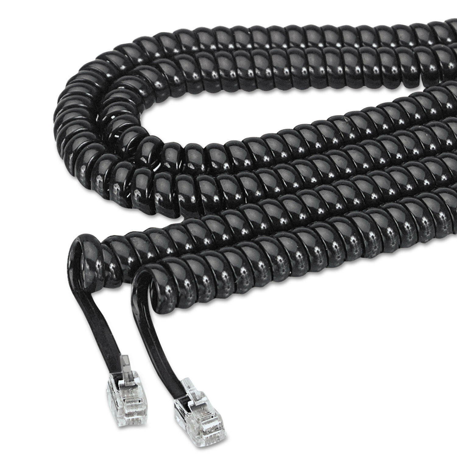 Softalk Coiled Phone Cord Plug/Plug 12 ft. Black 48102