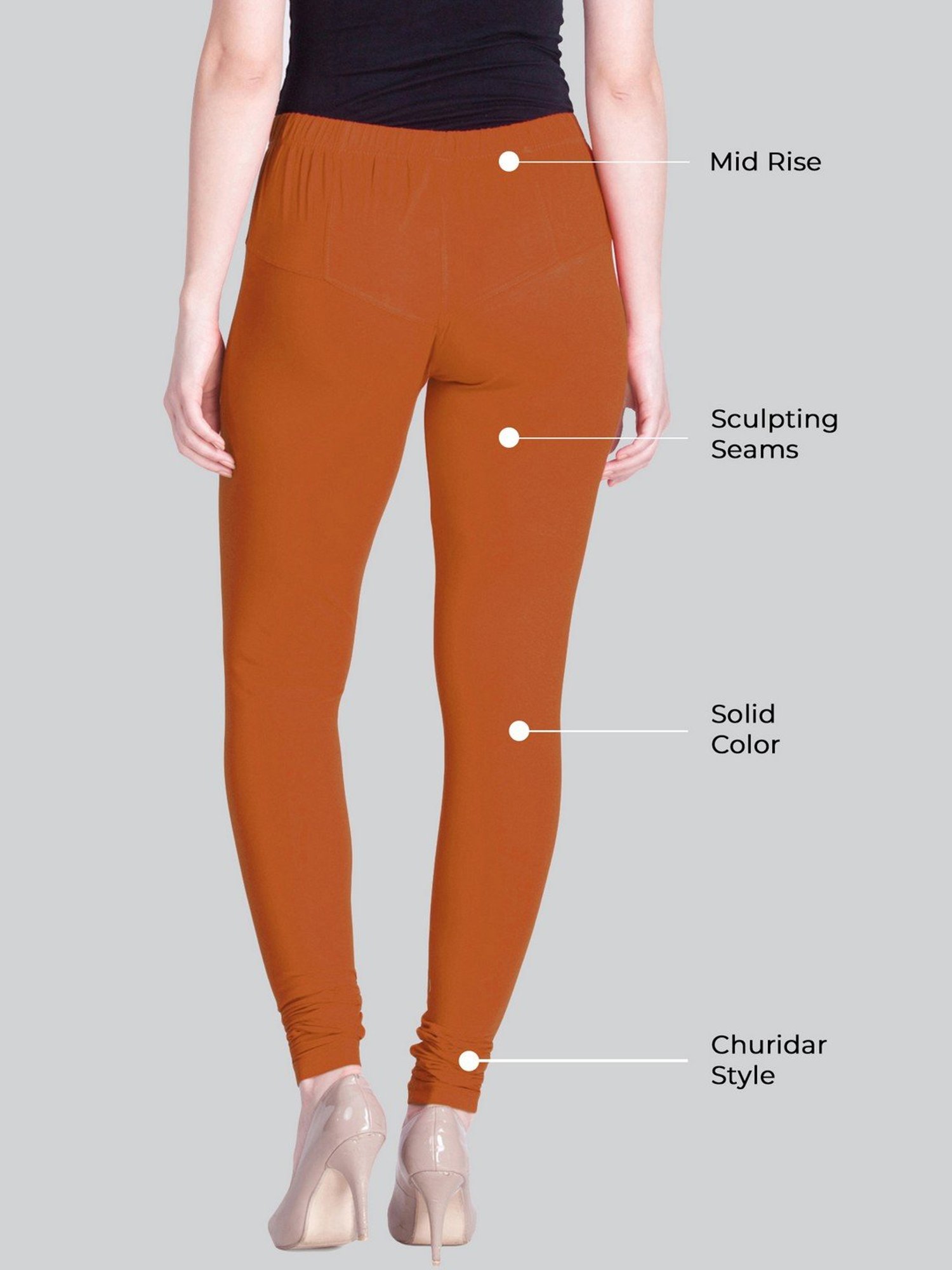 Lyra Rust Cotton Full Length Leggings
