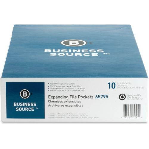 Business Source Accordion Expanding File Pocket - Legal - 8.50" X 14" - 5.25"