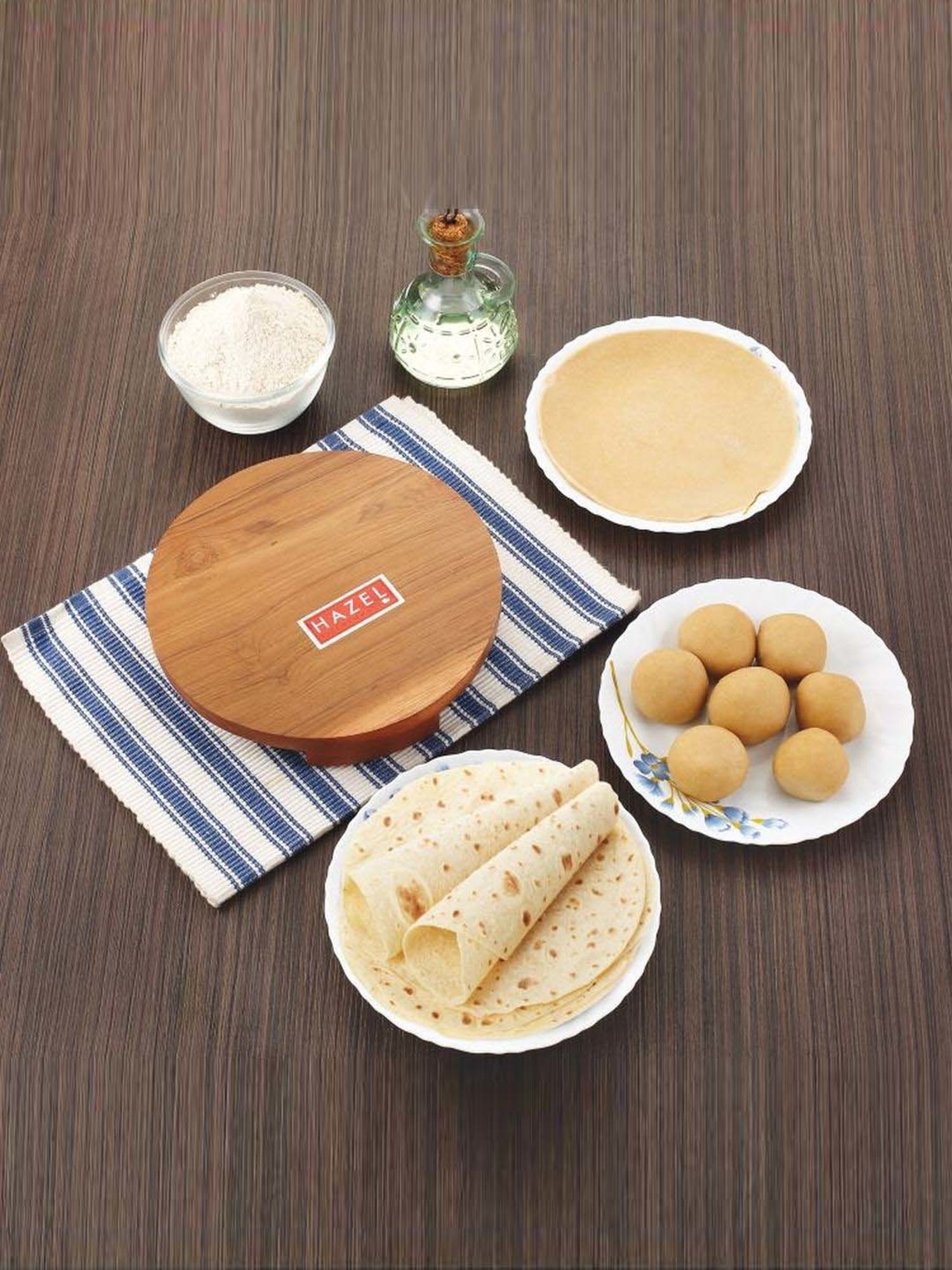 HAZEL Brown Wood 23 cm Small Plopat Sagwan Chakla