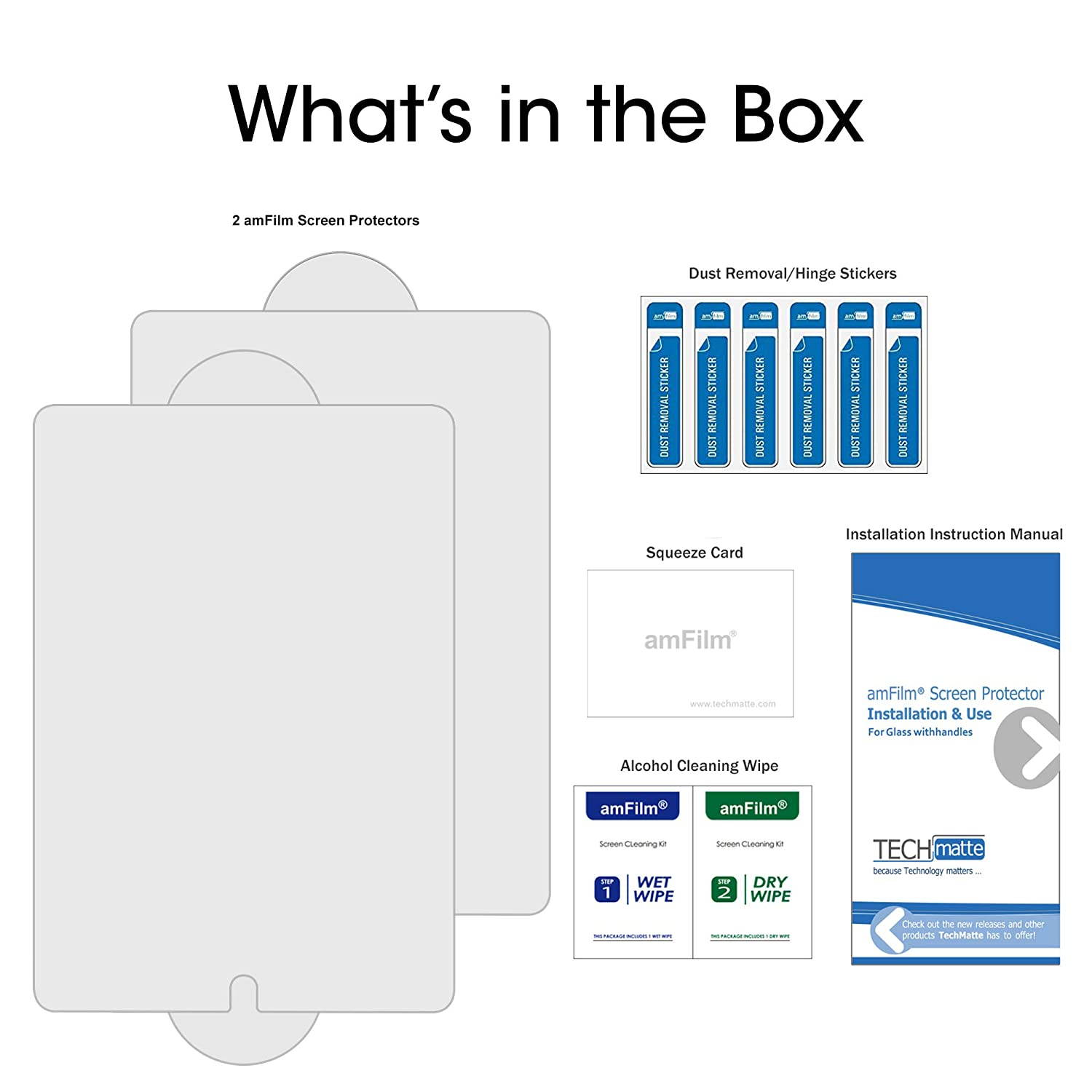 amFilm Screen Protector for iPad 7 (7th Generation, 10.2&rdquo;, 2019) / iPad Air 3 (3rd Gen 10.5, 2019), iPad Pro 10.5 (2017) Tempered Glass, Apple Pencil Compatible (2 Pack)