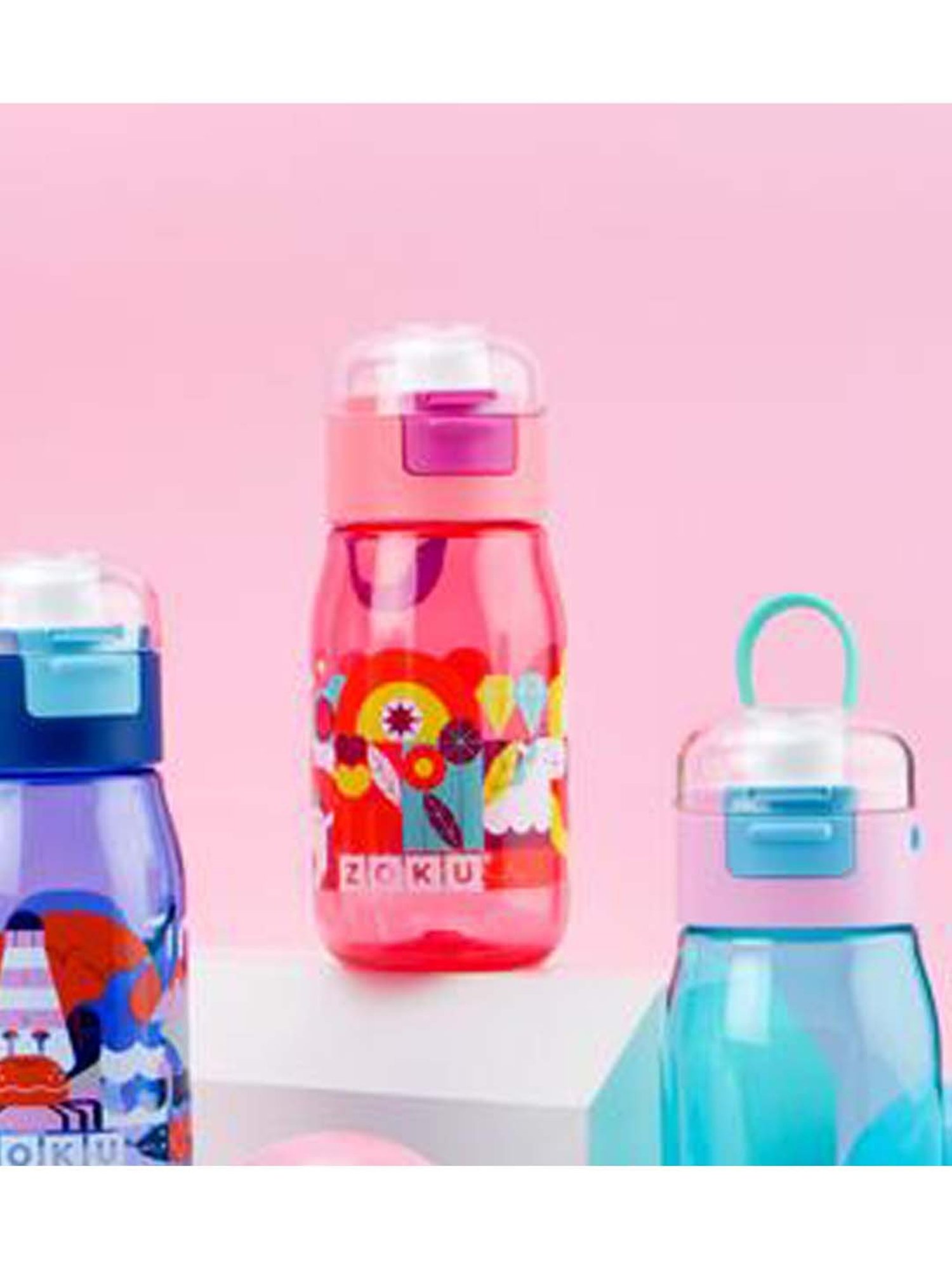 Zoku Pink 475 ML Plastic Flip Gulp Straw Bottle - Set of 1