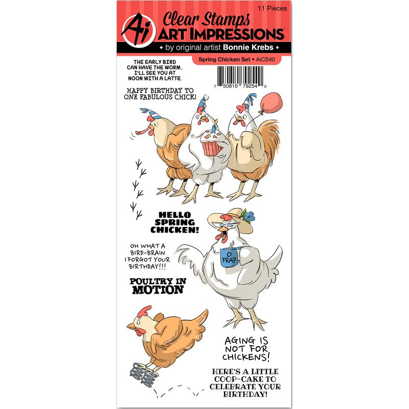Art Impressions Funny Farm Clear Stamps-Spring Chicken