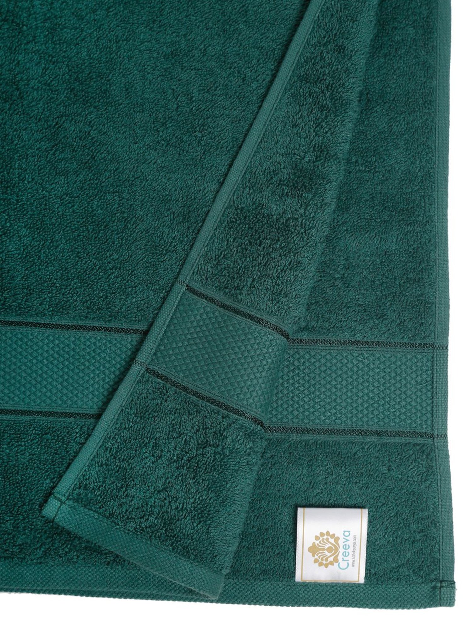 Creeva Green 525 GSM Cotton Bath Towel Set of 2