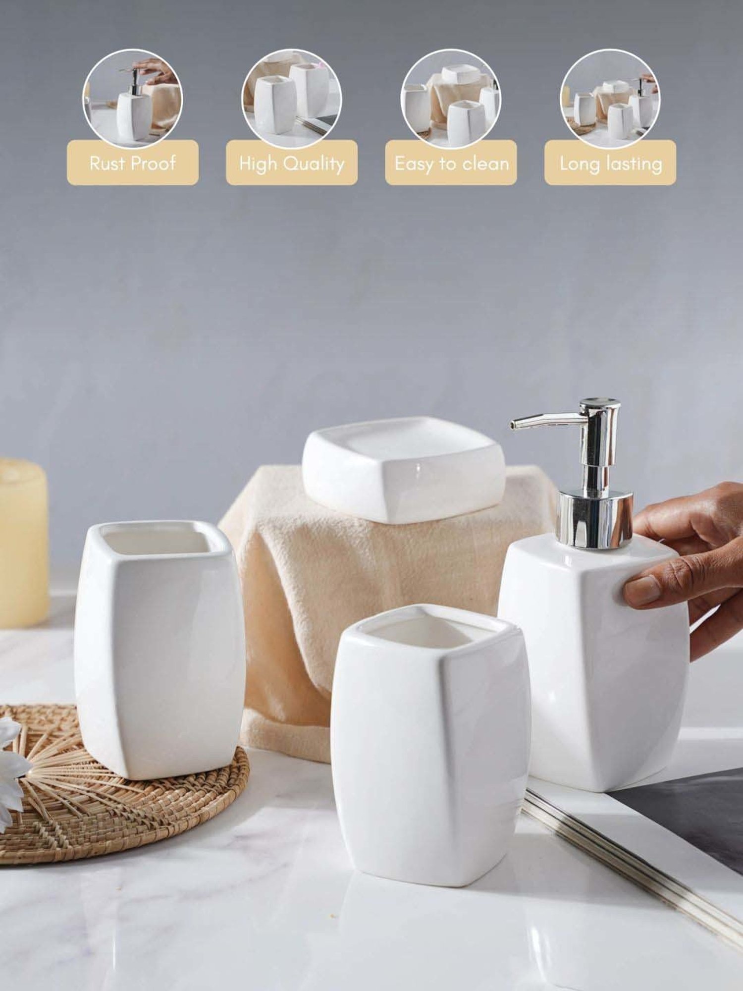 VarEesha Aztec Multicolor Ceramic Bath Accessories - Set of 2