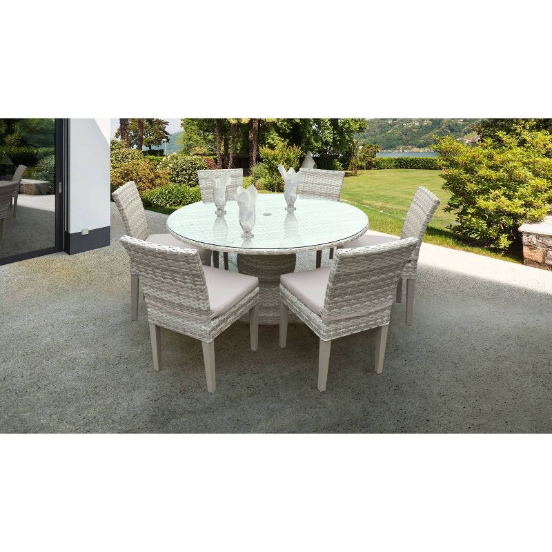 Fairmont 7pc Patio Dining Set - Beige - TK Classics
