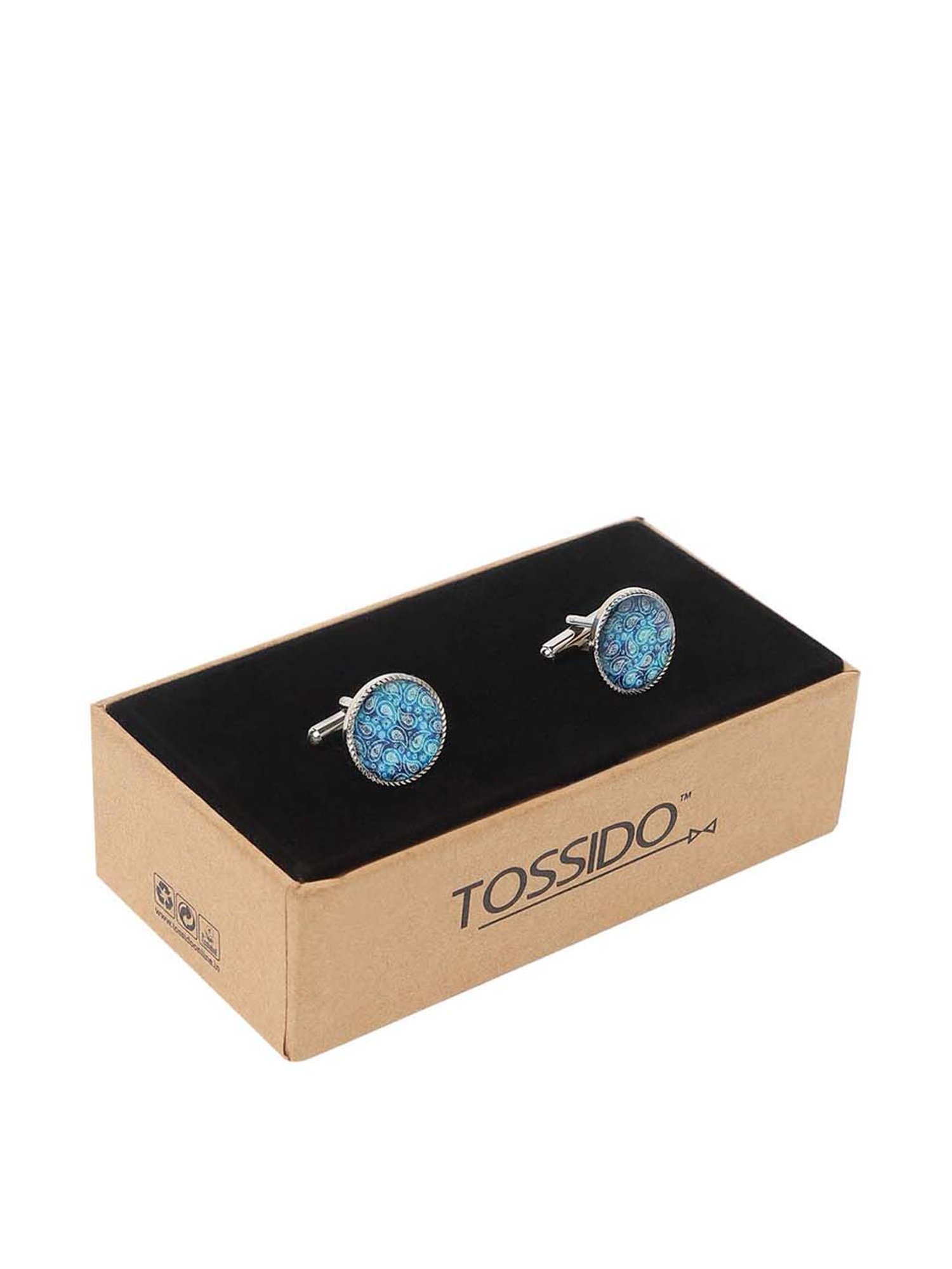 Tossido Blue Printed Cufflinks