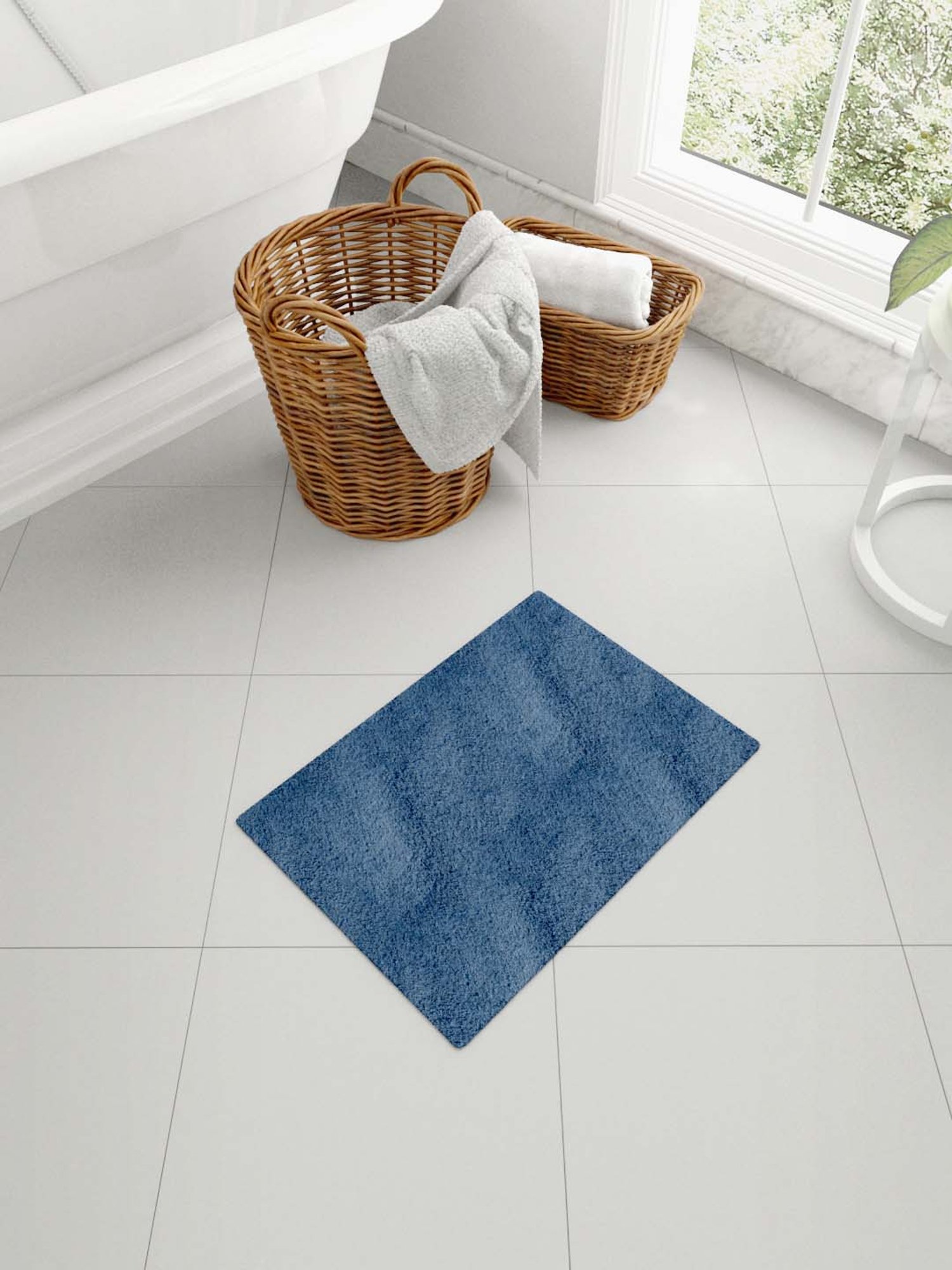 Mark Home Navy Polyester Anti Skid Durable Rug - Set of 1