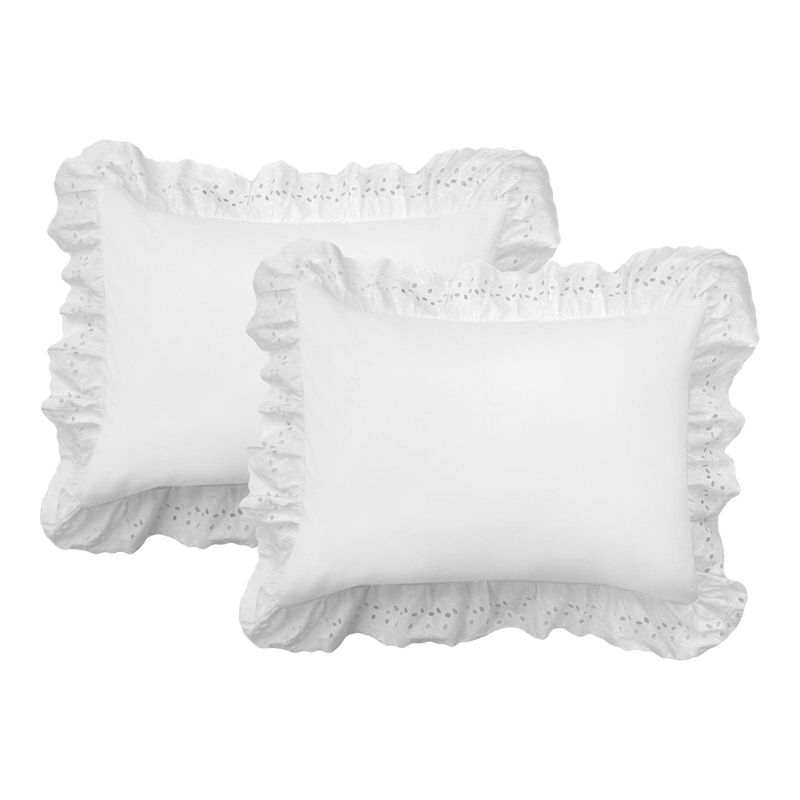 Standard 2pk Eyelet Ruffled Sham White - Fresh Ideas