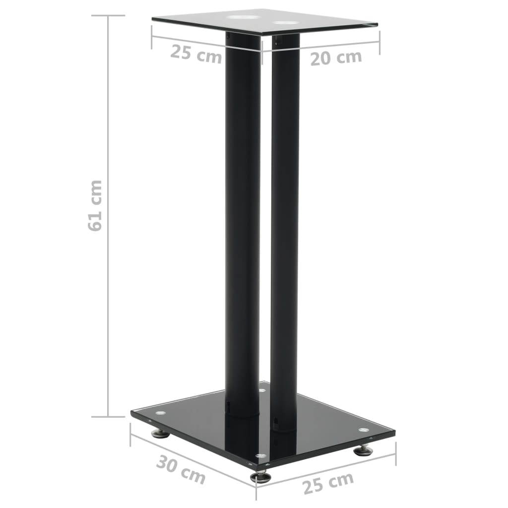 vidaXL 2x Speaker Stands Tempered Glass 2 Pillars Design Black Sound Support