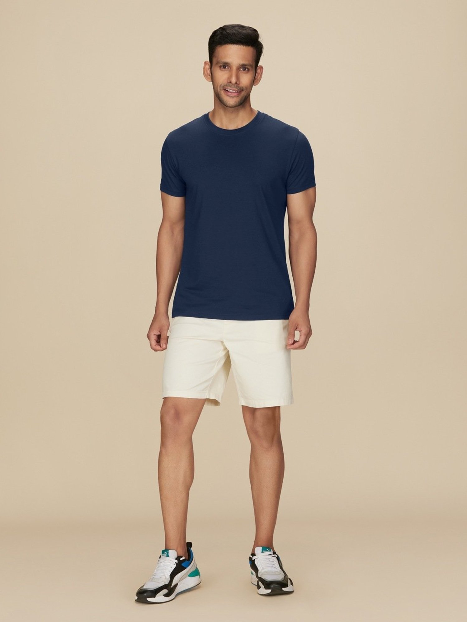 XYXX Midnight Blue Cotton Regular Fit T-Shirts