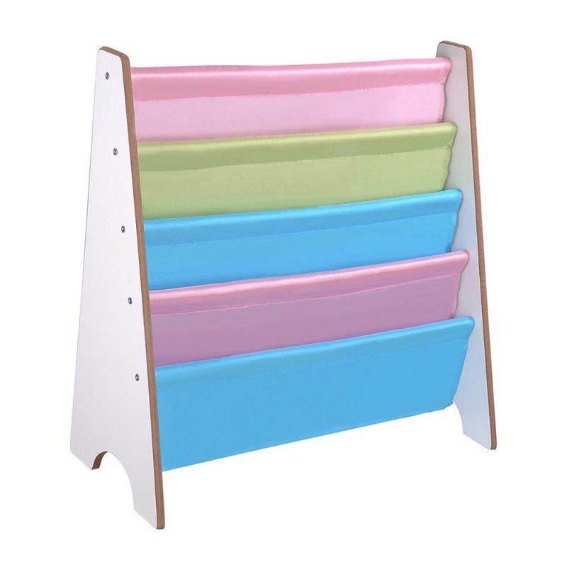 Wood Kids Book Shelf Sling Storage Rack Organizer Bookcase Display Holder White