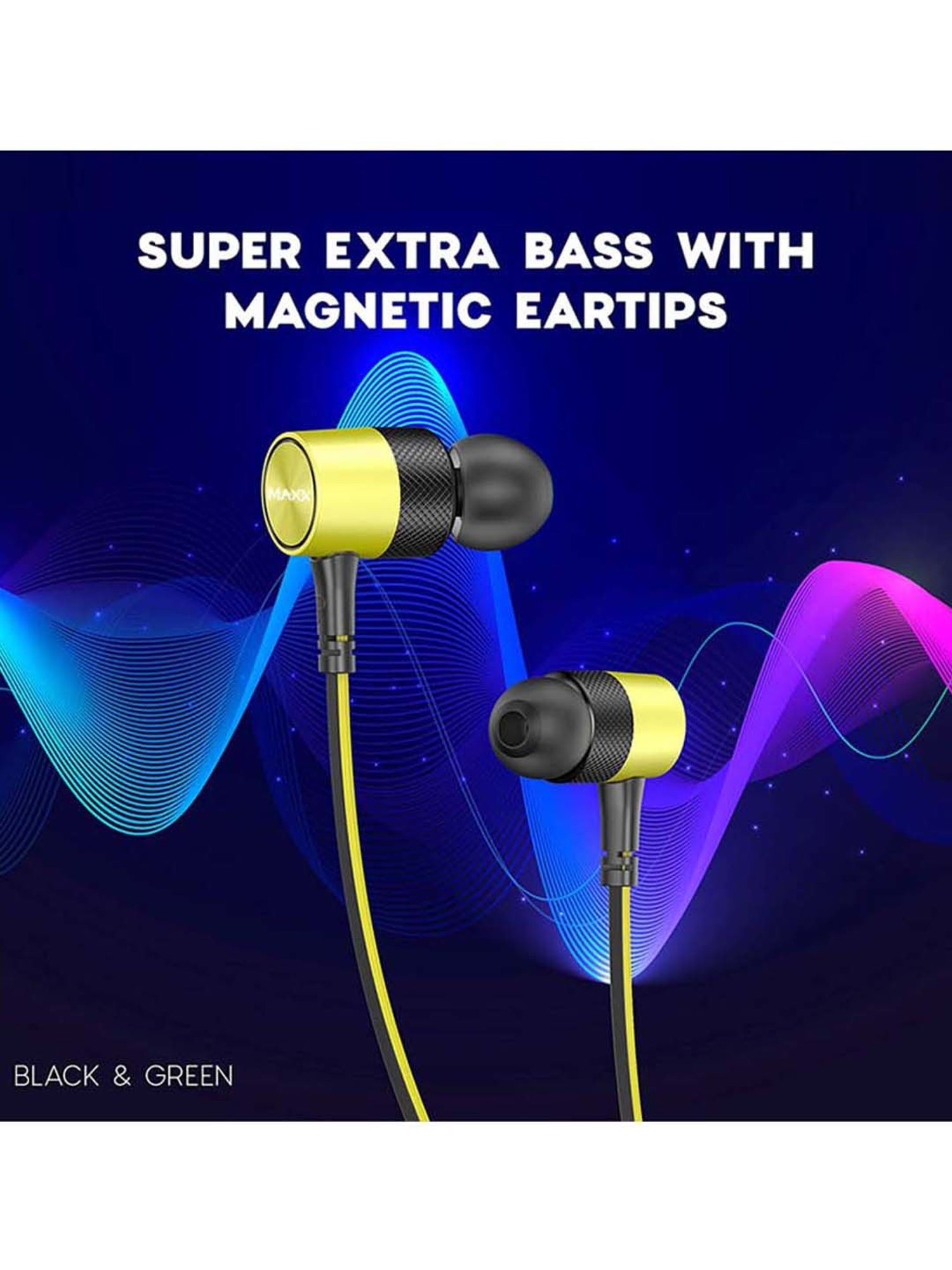 Maxx NX8 Wireless Neckband with Mic (Black/Green)