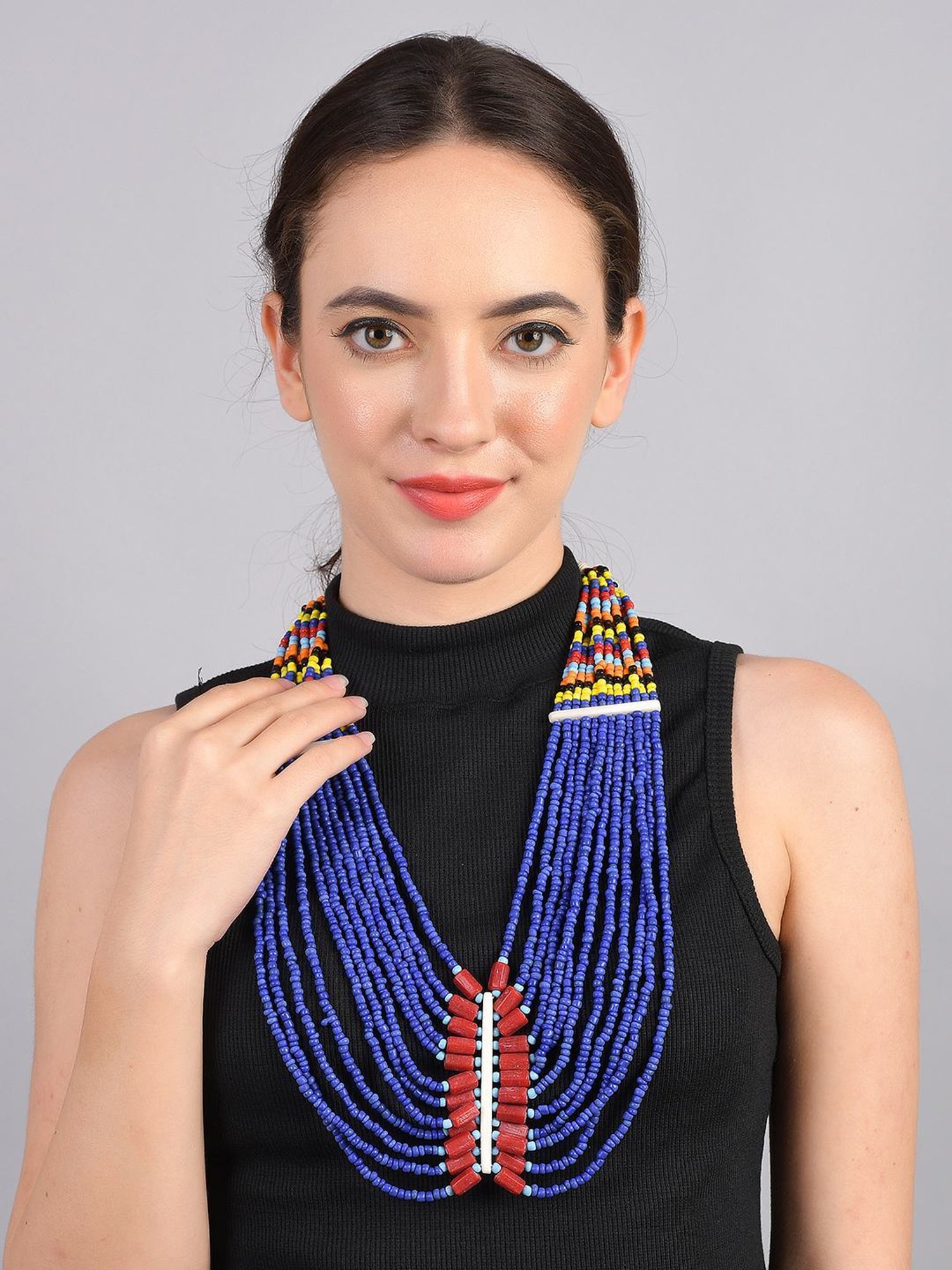 Imli Street Multicolor Vintage Naga Beaded Tribal Necklace