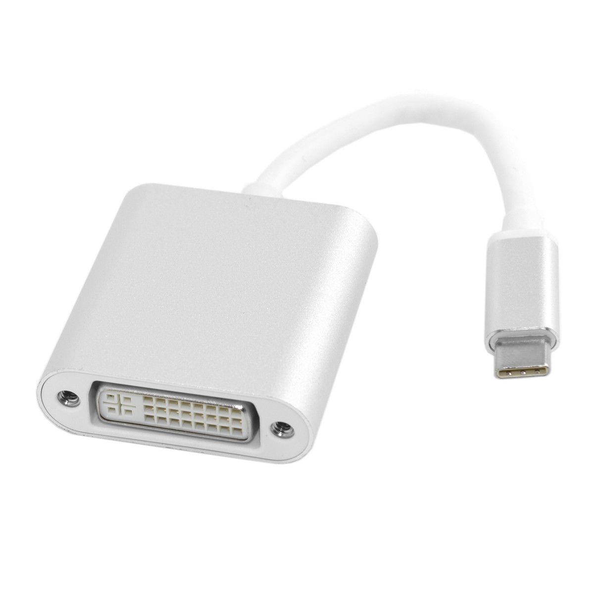 USB Type-C USB-C Male to DVI 24+5 Pin DVI-I Female 1080p Connector Converter Adapter Cable for Macbook Chromebook Pixel Tablet Silver