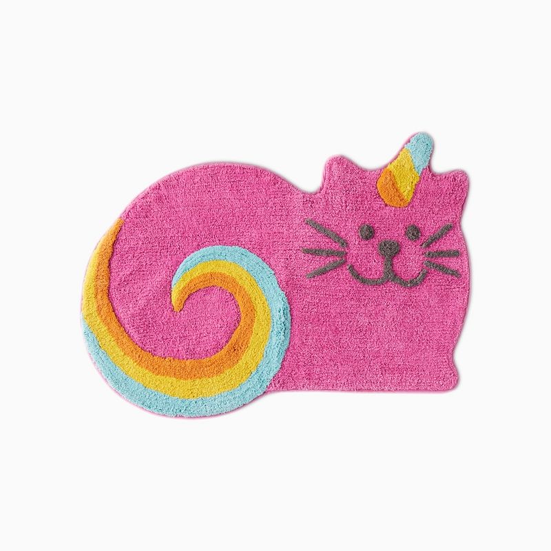 SKL Home Meowgic Mythical Caticorn Shaped With High/Low Tufting Design Rug 33x24", Multi