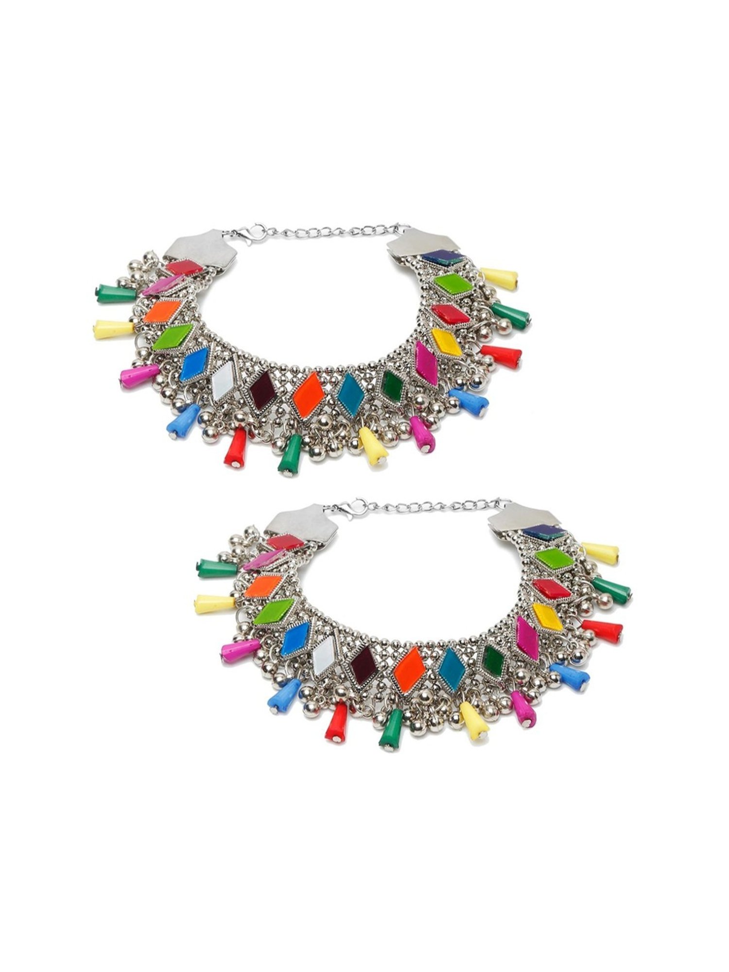 YouBella Gold-Plated Copper Strand Stylish Party Wear Anklets for Women - Set of 2