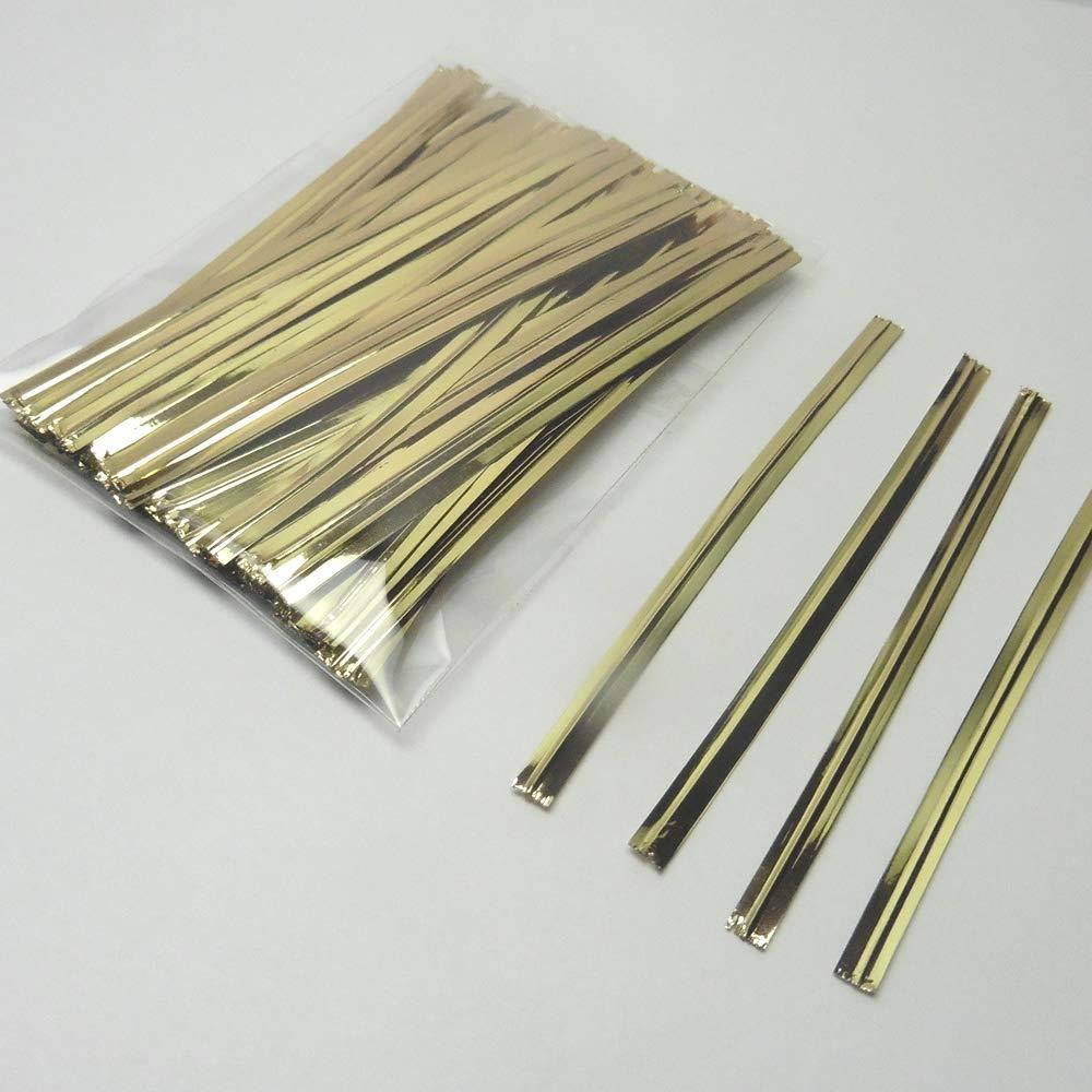 Weststone - 200pcs Metallic Twist Ties foil Twist Ties for Cello Bags Treat Bags in Birthday Party Wedding Party (Light Gold)