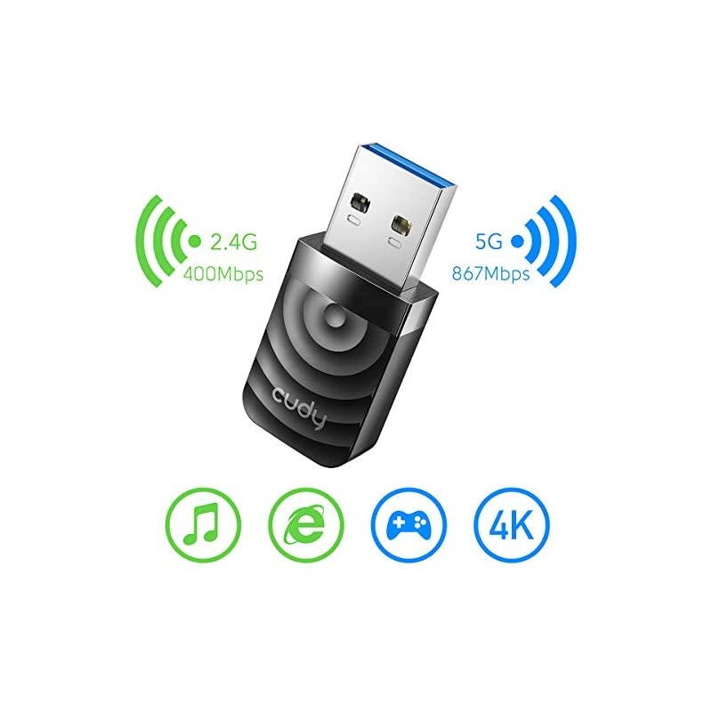 WU1300S AC 1300Mbps WiFi USB 30 Adapter for PC USB WiFi Dongle 5Ghz 24Ghz WiFi USB 30 Wireless Adapter for DesktopLaptop Compatible with Windows 788110 mac OS Linux