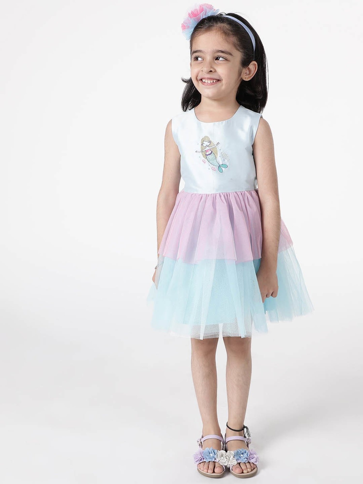 A Little Fable Blue Embroidered Dress