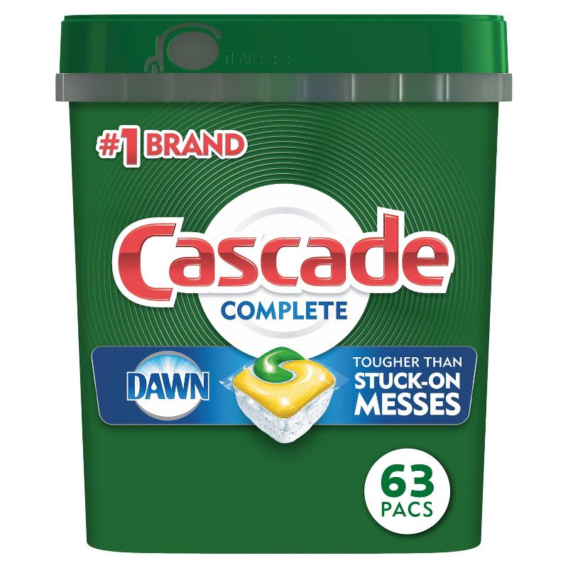 Cascade Complete ActionPacs Dishwasher Detergent - Lemon Scent - 63ct