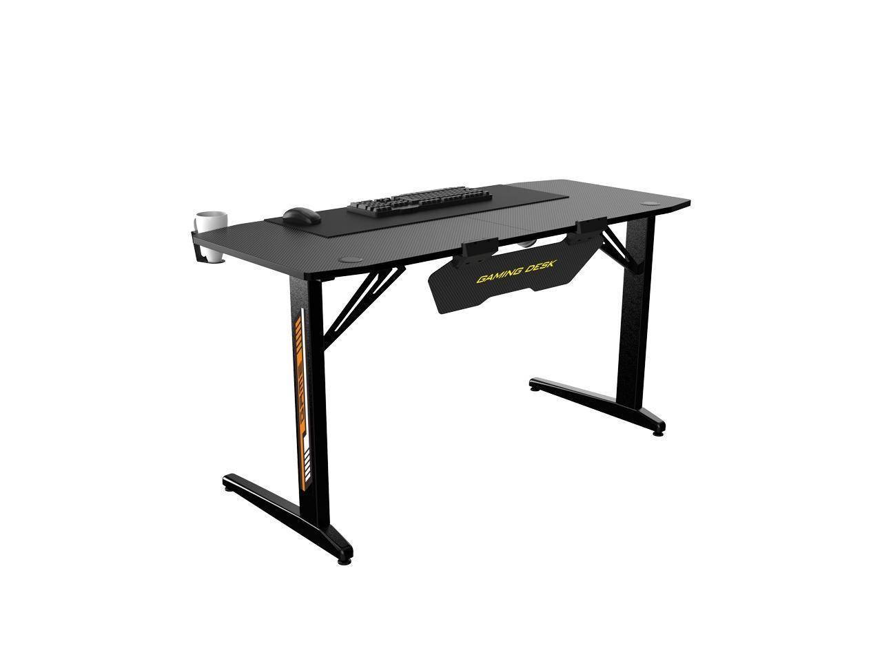 Computer Desk 55" E-Sports Gaming Desk E-Sports  Table with Large Size Ergonomic Surface and K-Shaped Heavy Duty Construction with Cup Holder Headphone Hook & 2 Cable Management Holes