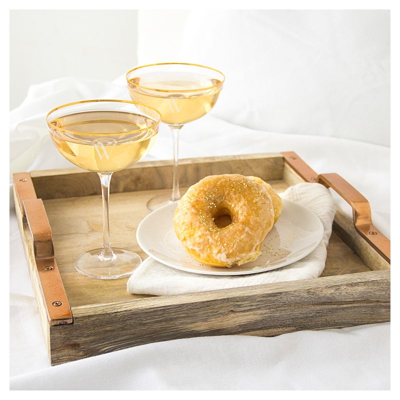 8oz 2ct 'I' Couple Flutes Gold Rim