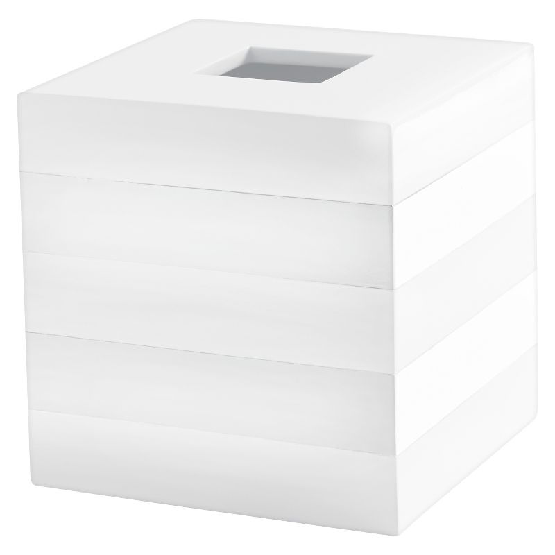 Lacquer Stripe Tissue Holder White - Cassadecor
