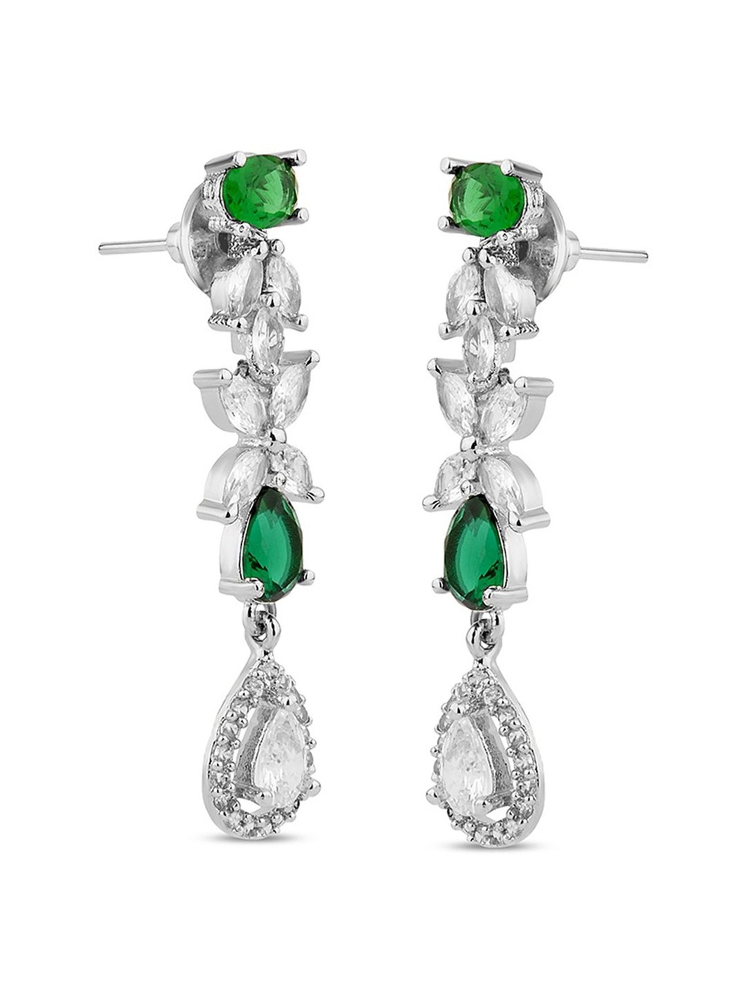 Fida Silver-Plated Green & White Necklace Set for Women