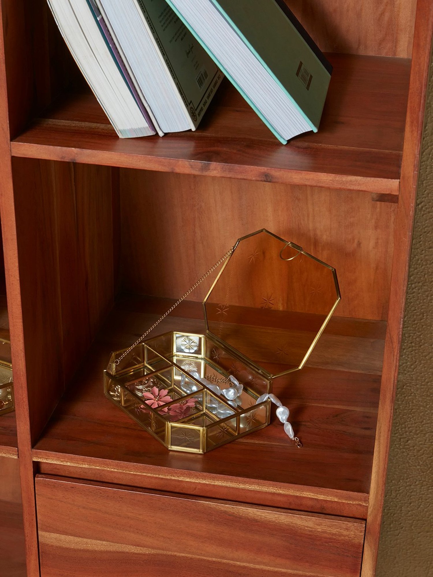 Westside Home Gold Glass Etched Jewellery Box