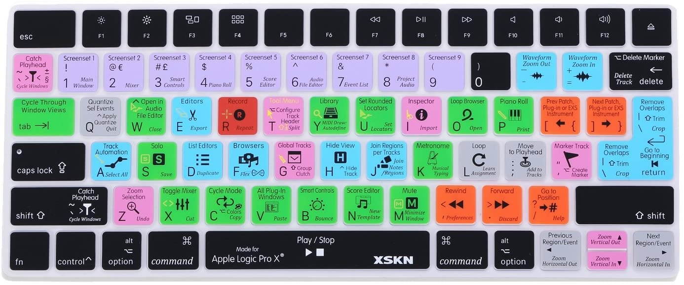 XSKN Logic Pro X Shortcut Keyboard Skin, XSKN Durable Logic Hotkeys Silicone Keyboard Skin for Apple Magic MLA22LL/A, US Version