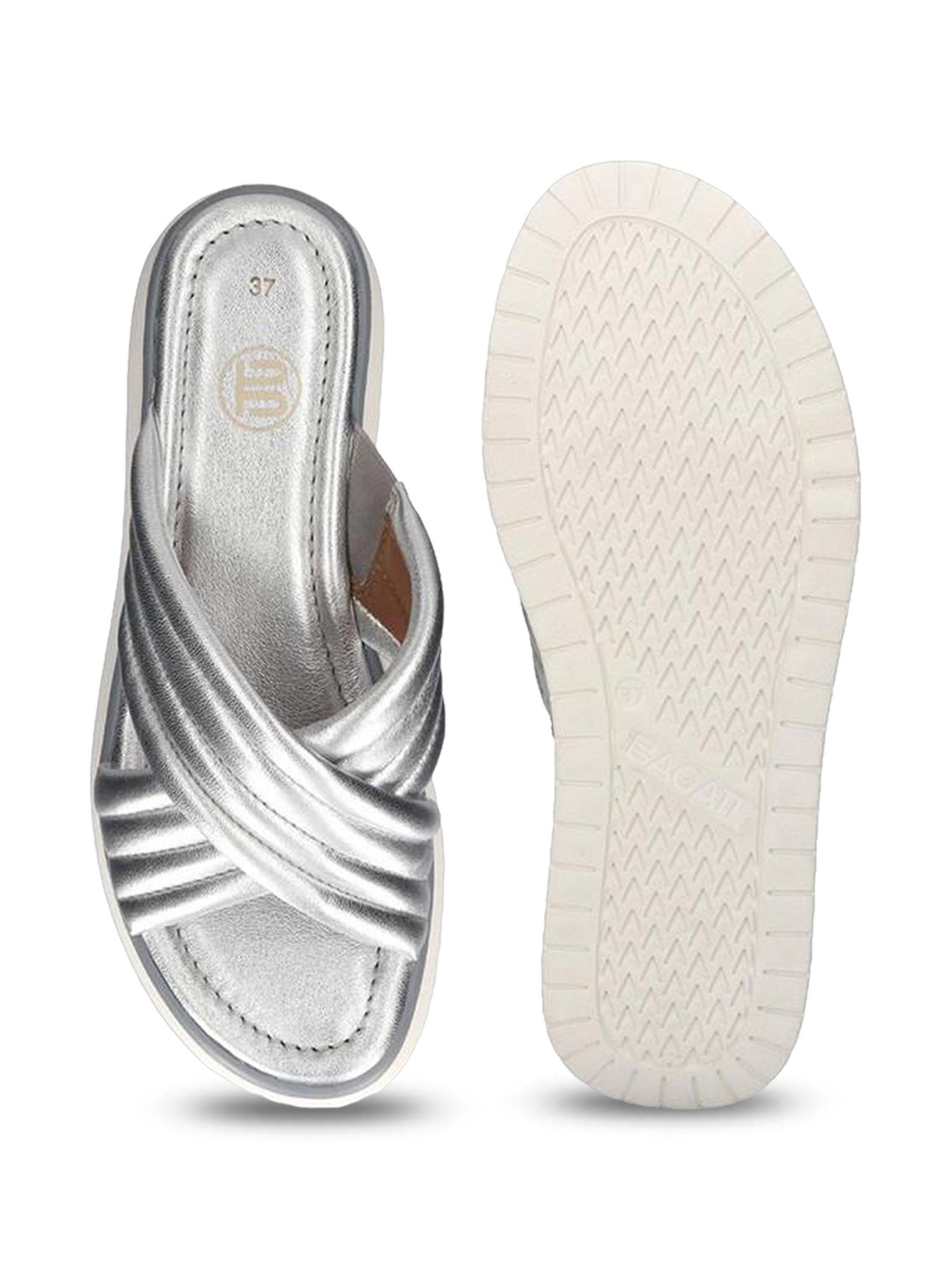 Bagatt Women's Kya Silver Cross Strap Sandals