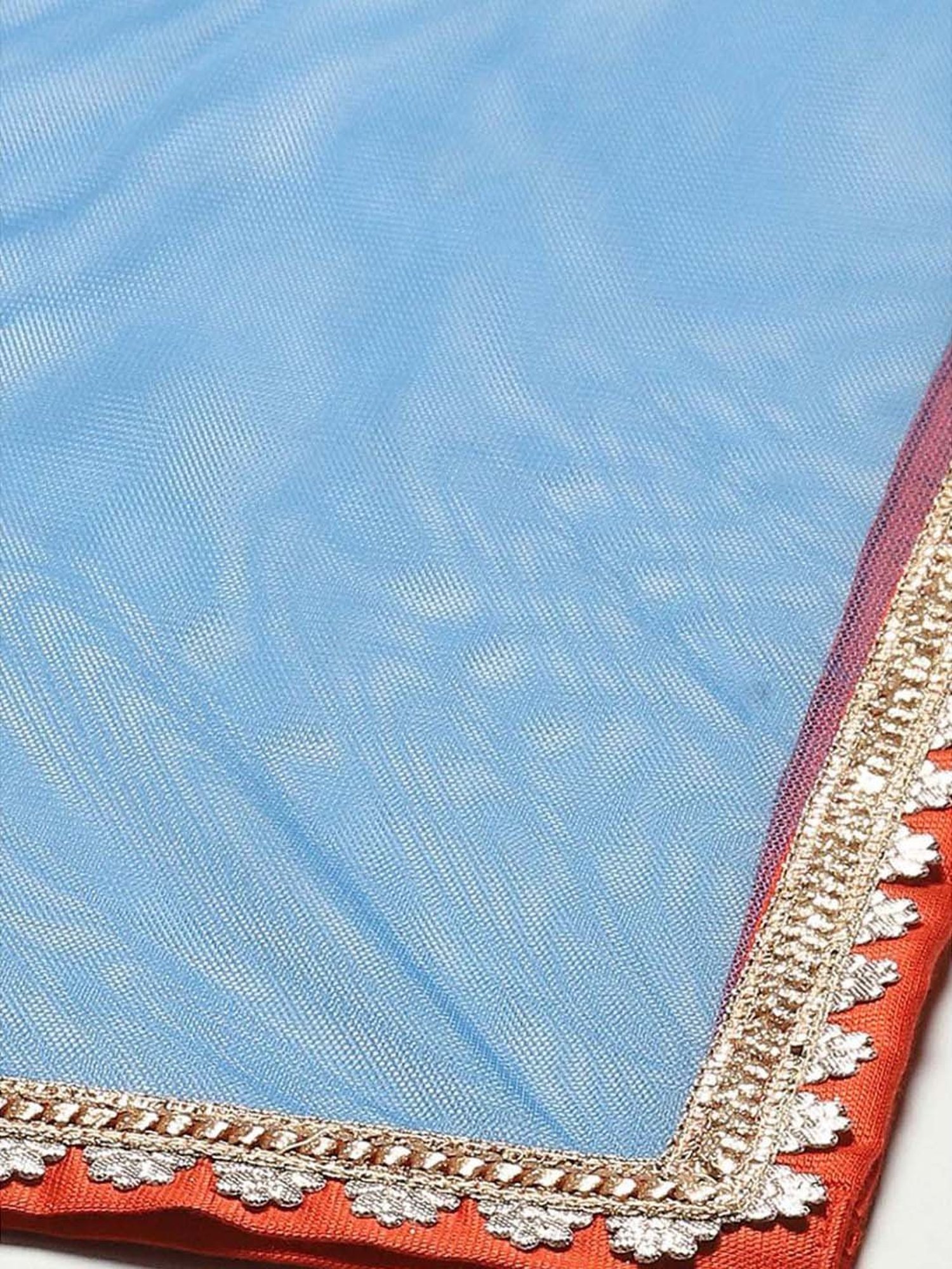 BIBA Girls Kids Blue & Orange Embroidered Kurta Set