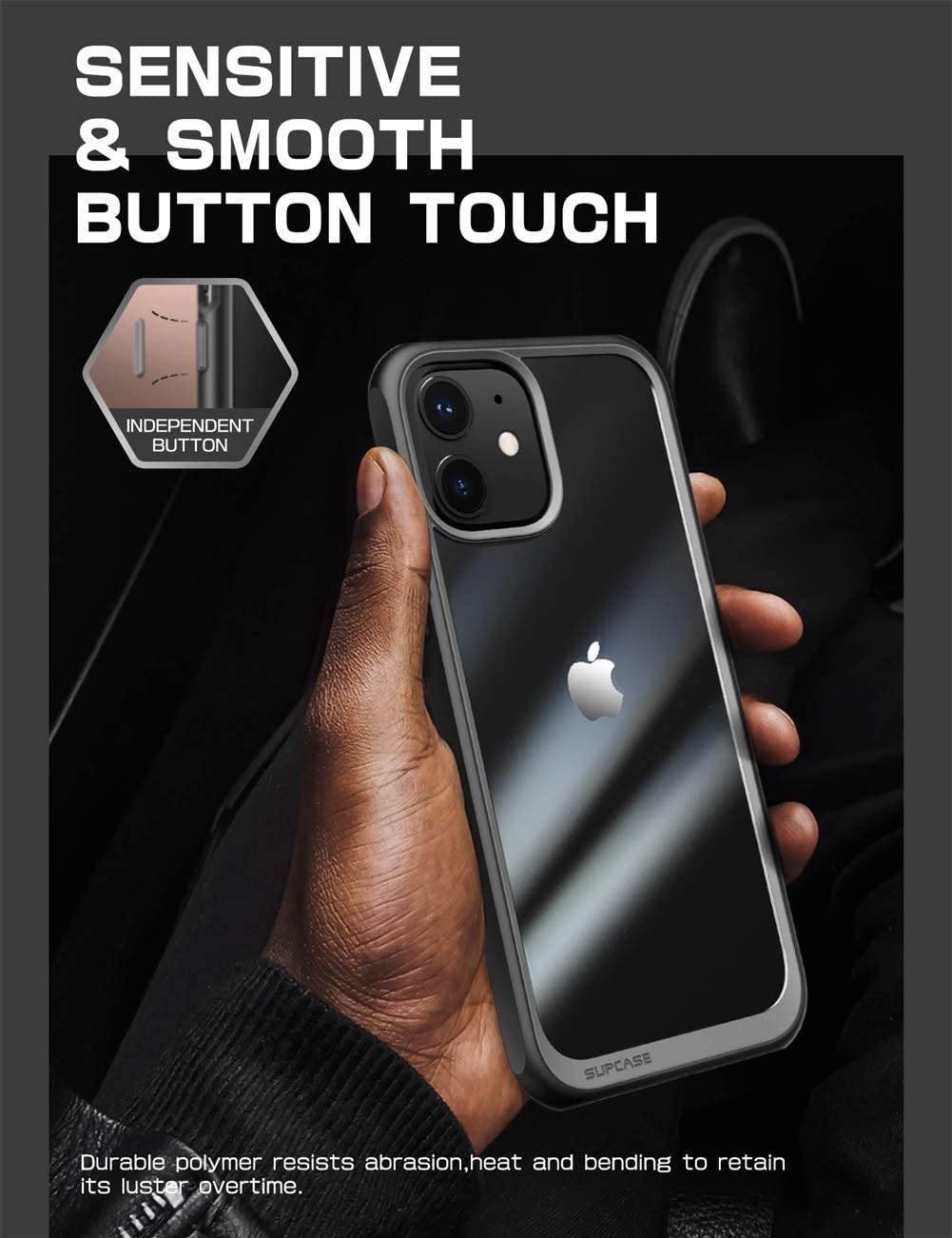 SupCase Unicorn Beetle Style Series Case Designed for iPhone 12 (2020) / iPhone 12 Pro (2020) 6.1 Inch Premium Hybrid Protective Clear Case (Black)