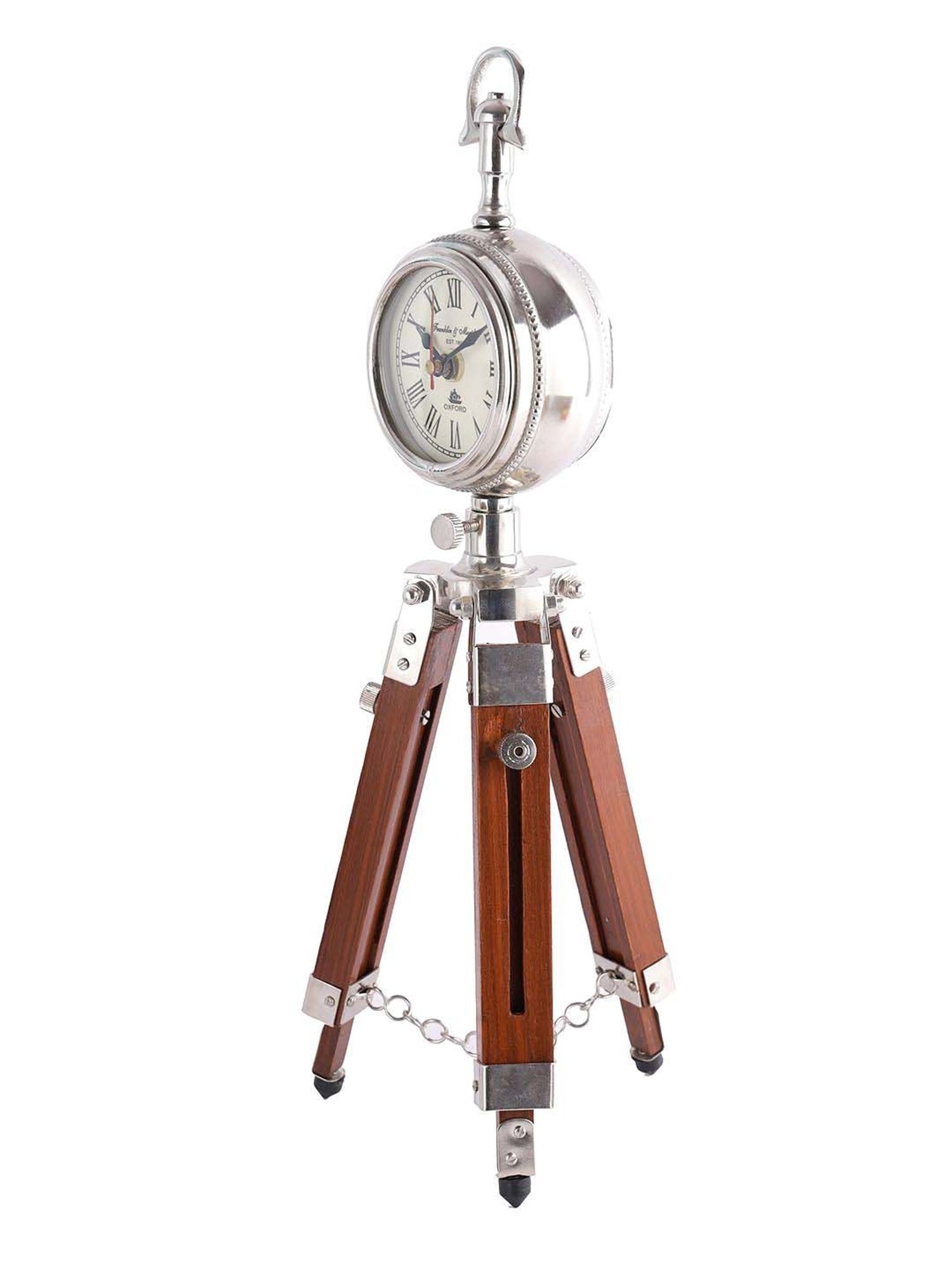 Aapno Rajasthan Brown & Transparent Wooden Adjustable Tripod Style Table Clock