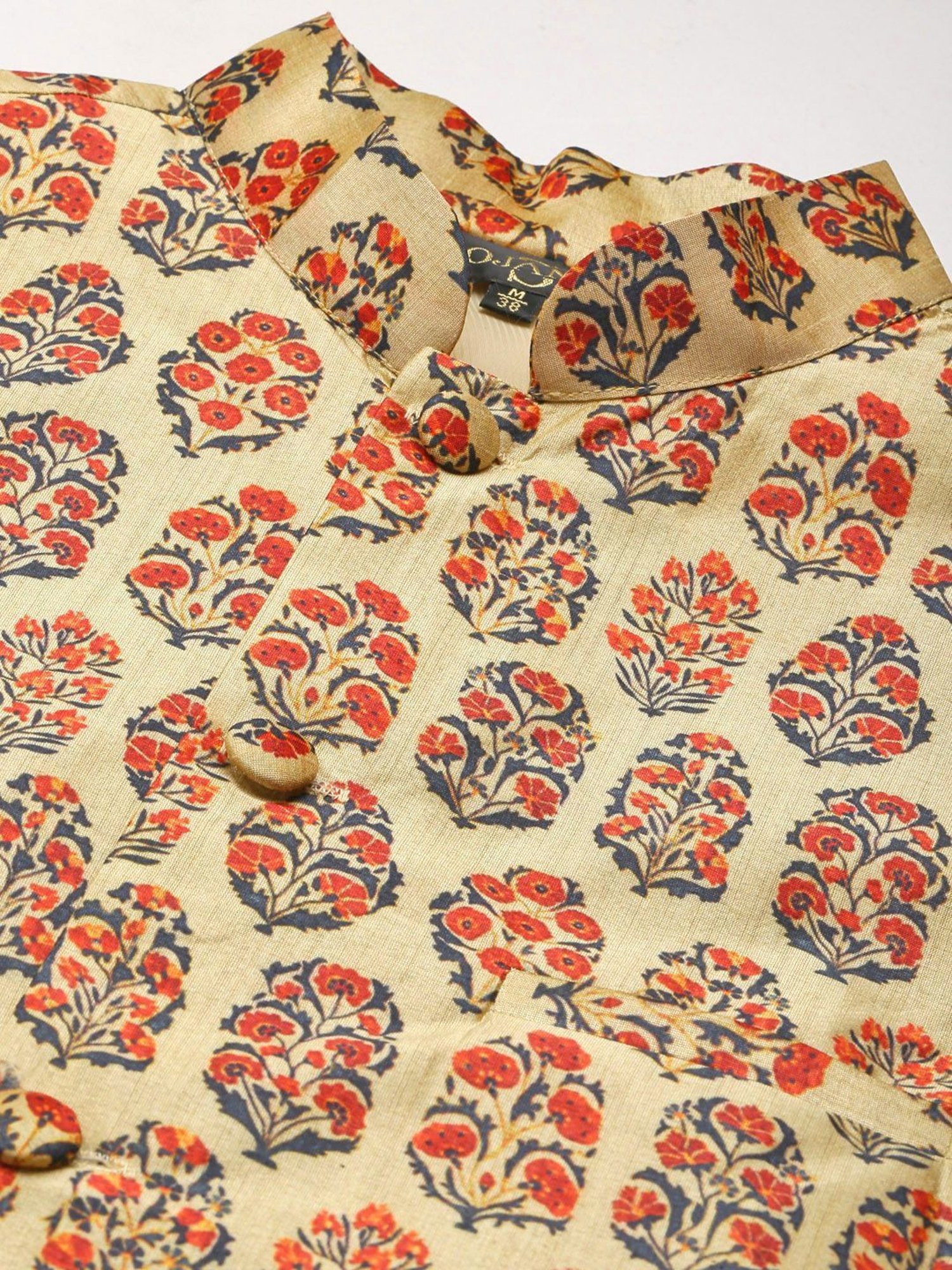 Sojanya Beige Regular Fit Printed Kurta Set With Jacket