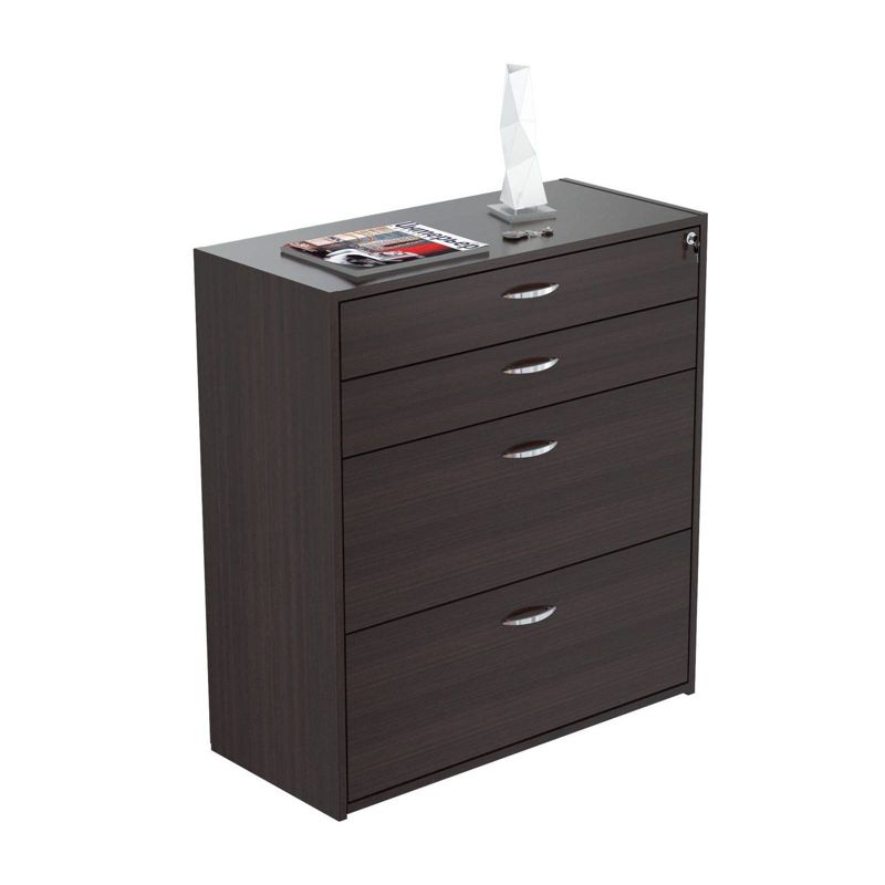 4 Drawer Locking File Cabinet Espresso - Inval