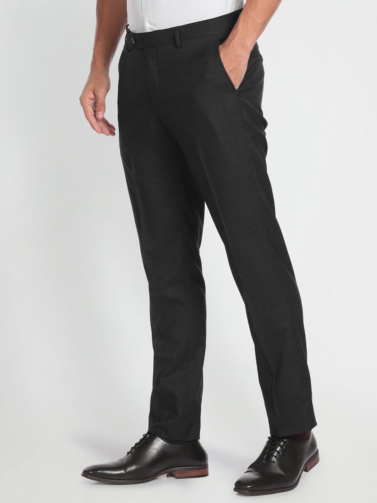 Arrow Grey Regular Fit Trousers