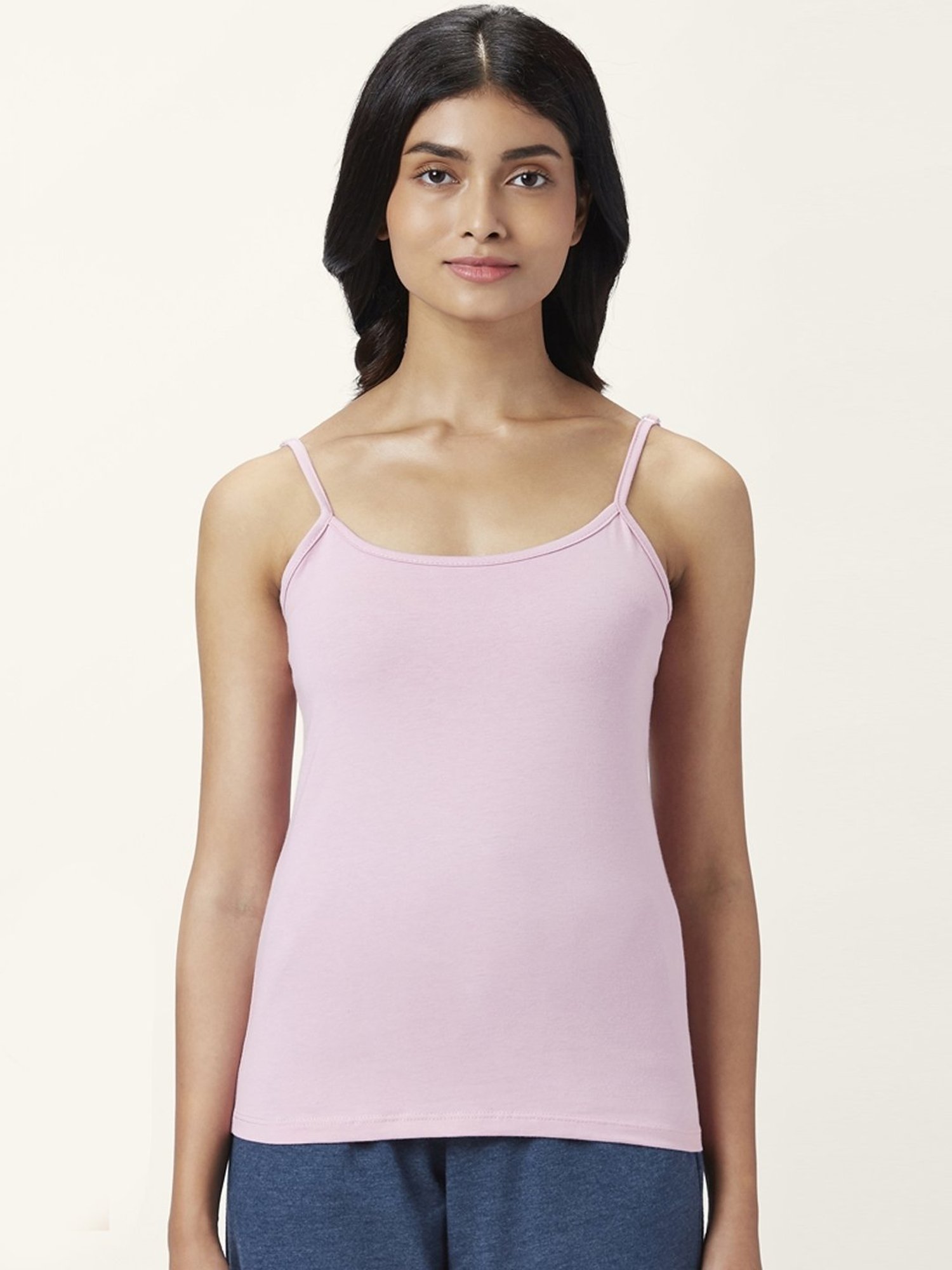 Dreamz by Pantaloons Lilac & Beige Cotton Camisoles - Pack Of 2