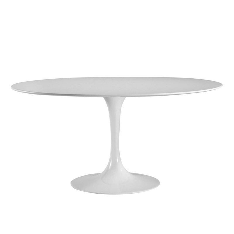60" Grant Contemporary Oval Wood Top Dining Table White - Poly and Bark