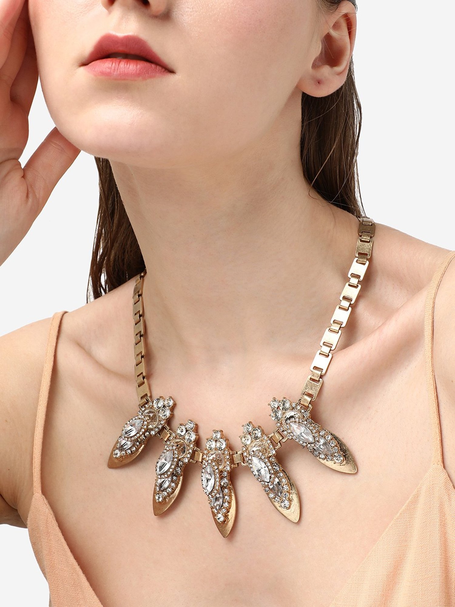 SOHI Gold Plated Designer Stone Necklace For Women