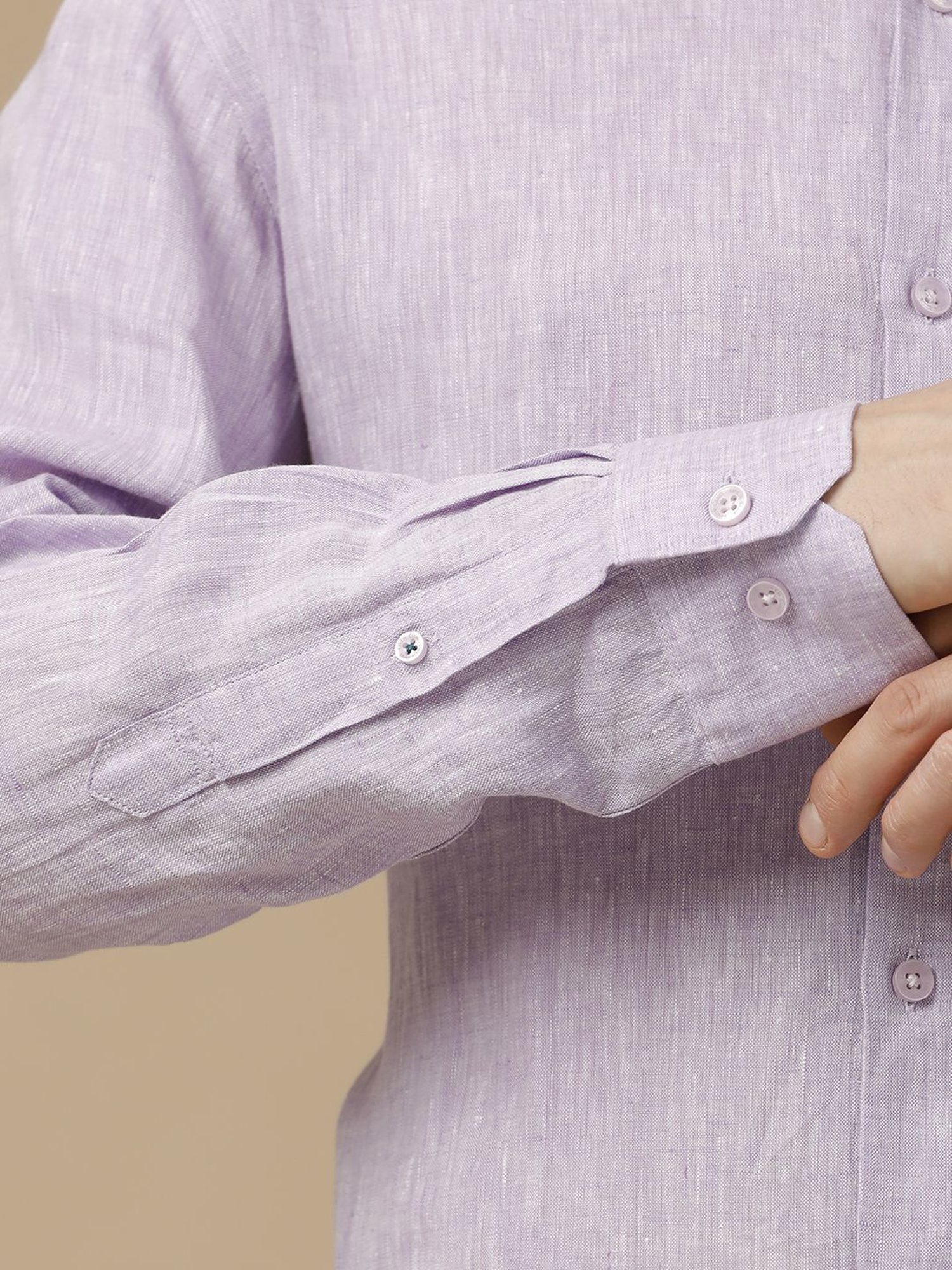 Linen Club Purple Linen Contemporary Fit Texture Shirt