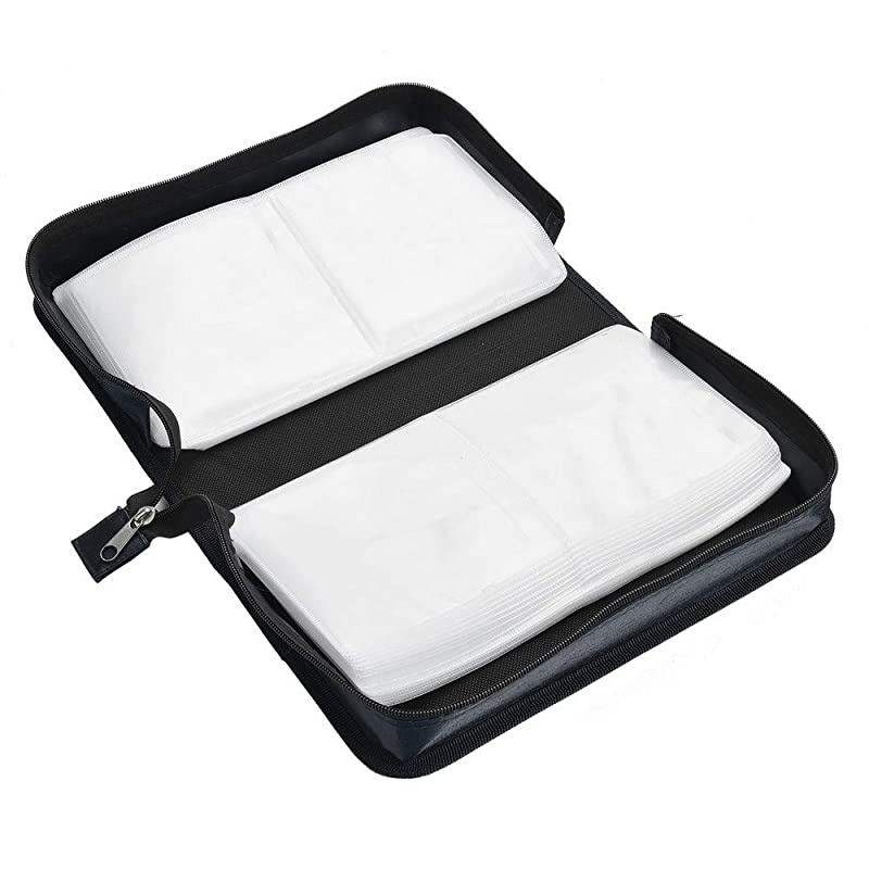 128 Capacity CD/DVD Case Wallet, Binder, Storage, Holder, Booklet for Car, Home, Office and Travel (Black)