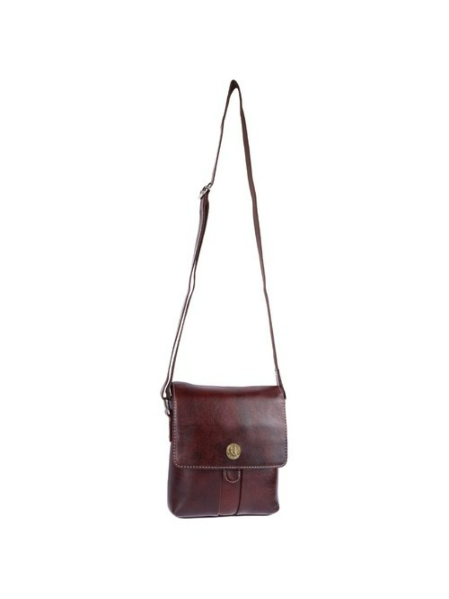 HiLEDER Brown Textured Medium Leather 8 inch Cross Body Bag