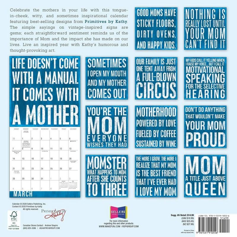 Sellers Publishing 2021 Mom Talk Primitives by Kathy 16-Month Wall Calendar Primitives by Kathy