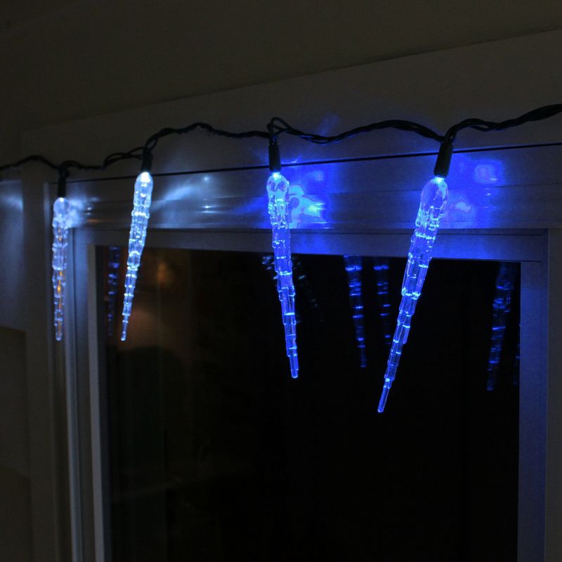 J. Hofert Co 10ct Color Changing LED Icicle Christmas Lights Blue/White - 6' Green Wire
