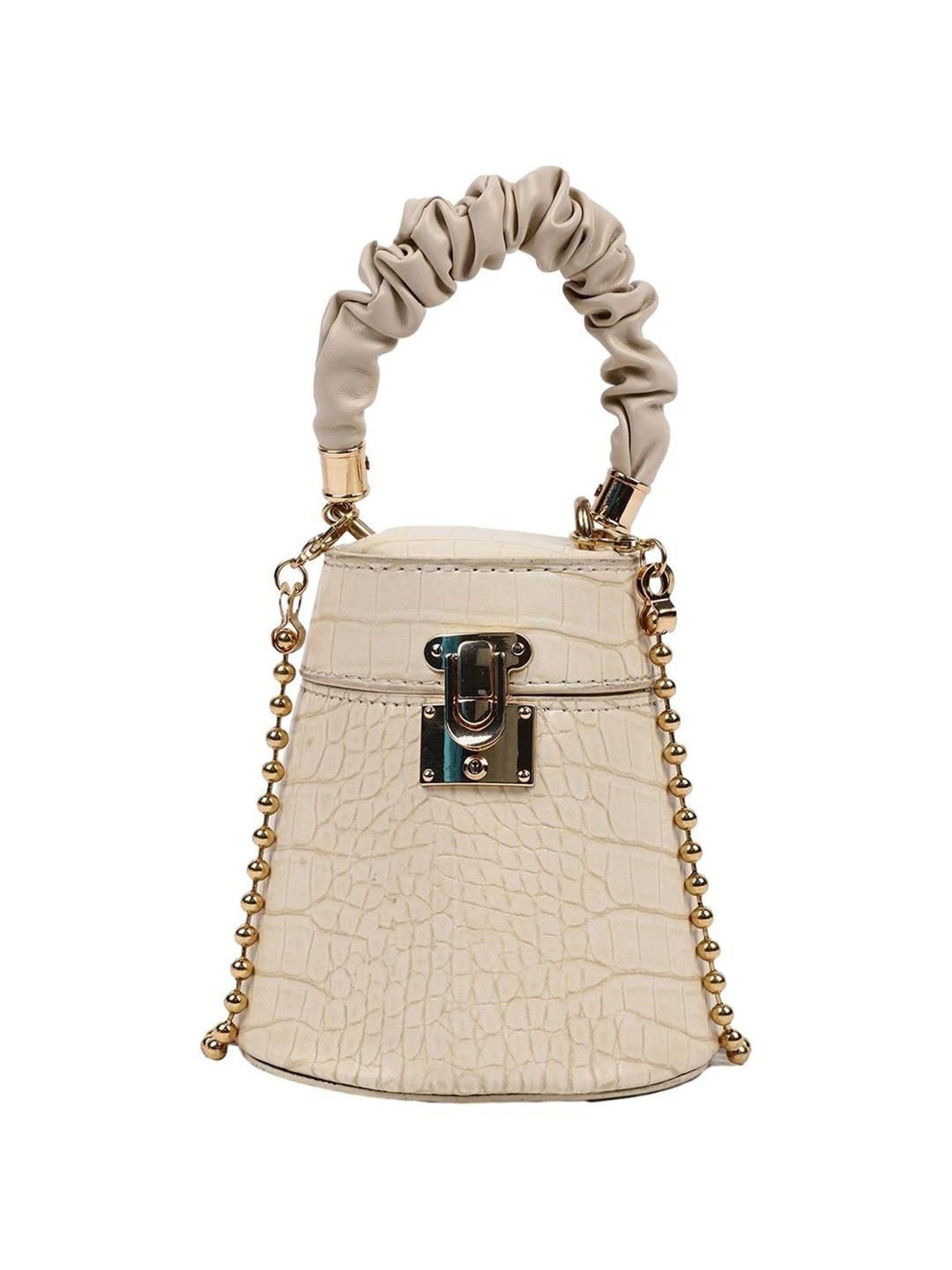 HauteSauce White Textured Small Handbag