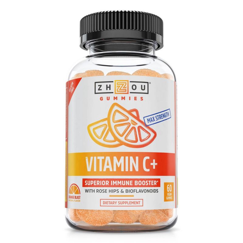 Zhou Vitamin C+ Dietary Supplement Gummies - Rose Hips & Bioflavonoids - 60ct