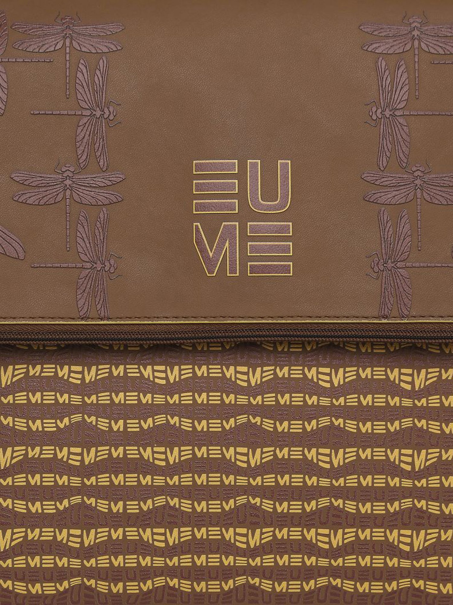 Eume Dragonfly Rubber Brown Leather Printed Laptop Sleeve